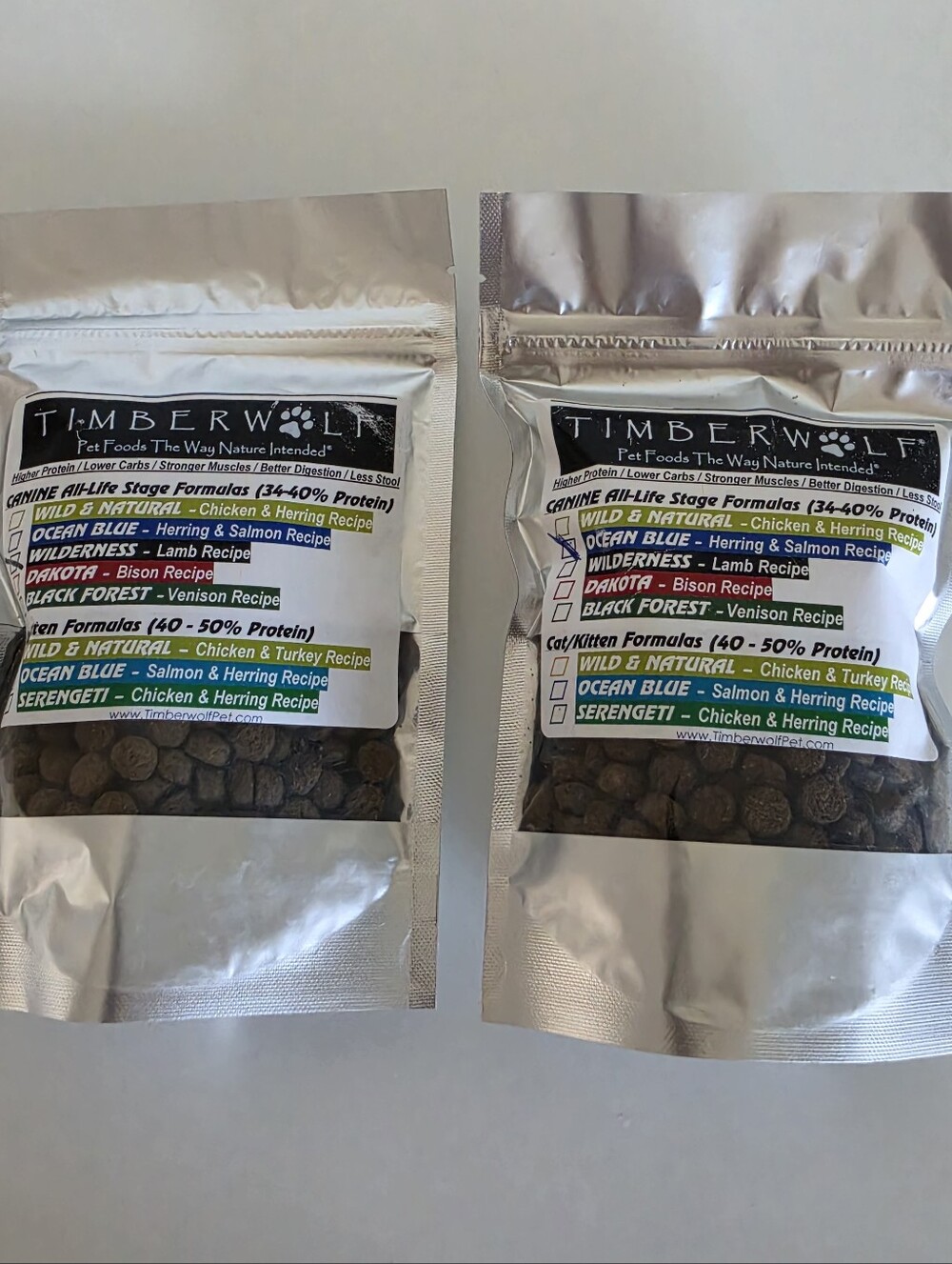 Timberwolf (Dog) Food Sample Bags